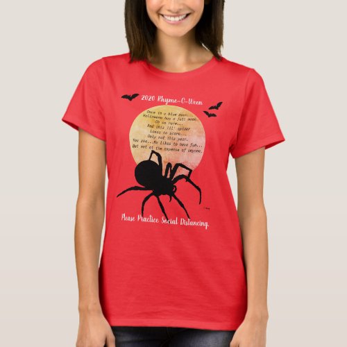 Halloween Full Moon _ Spider on Red Basic T_Shirt