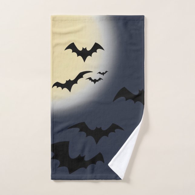 Halloween Full Moon With Bats Hand Towel (Hand Towel)
