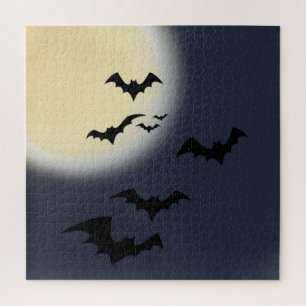 Halloween Full Moon With Bats Jigsaw Puzzle