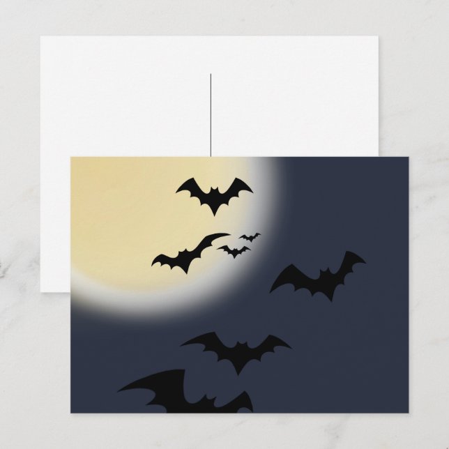 Halloween Full Moon With Bats Postcard (Front/Back)