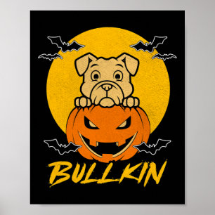 Halloween Fun Bulldog Halloween Pumpkin Costume  Poster