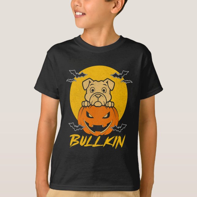 Halloween Fun Bulldog Halloween Pumpkin Costume  T-Shirt (Front)