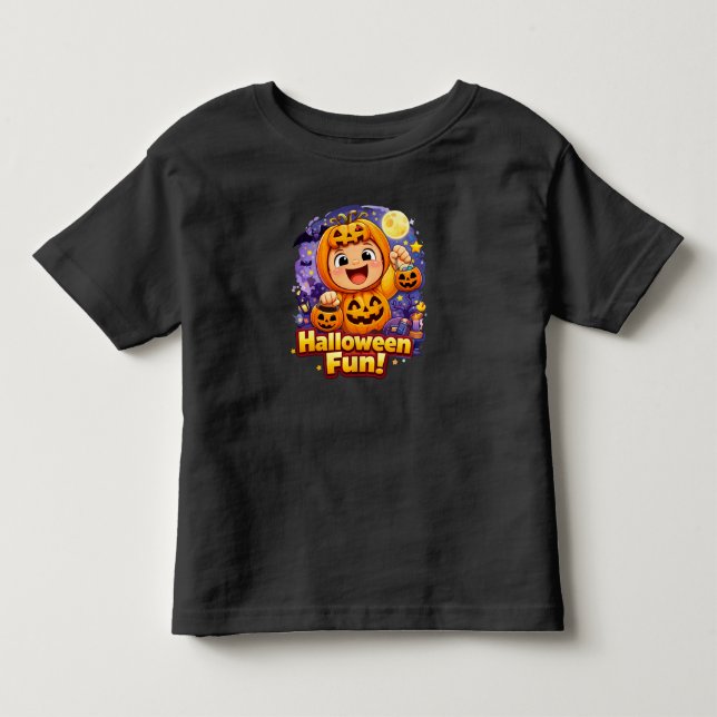 Halloween Fun Cute Baby Pumpkin Illustration Toddler T-shirt (Front)
