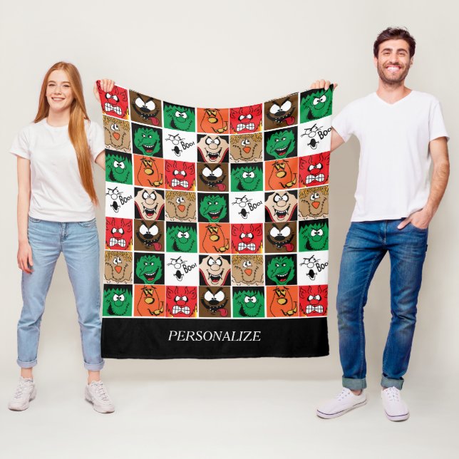Halloween Fun Faces Fleece Blanket (In Situ)