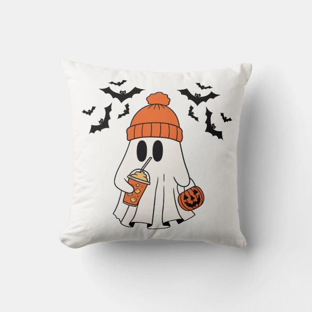 Halloween Fun Ghost Throw Pillow (Front)