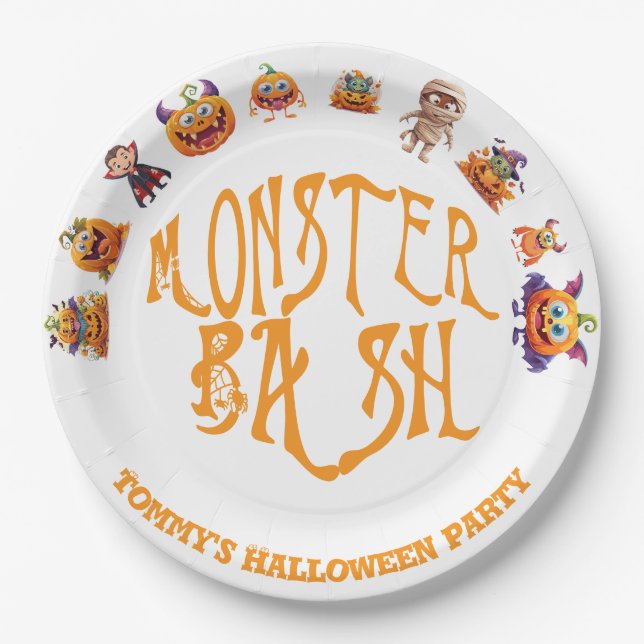 Halloween Fun Monster Bash  Paper Plates (Front)
