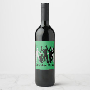 Halloween Fun Monster Mash Dance Party Wine Label