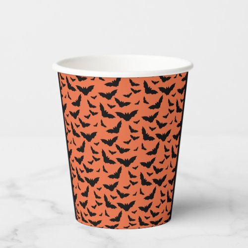 Halloween Fun Orange Black Flying Bats  Paper Cups