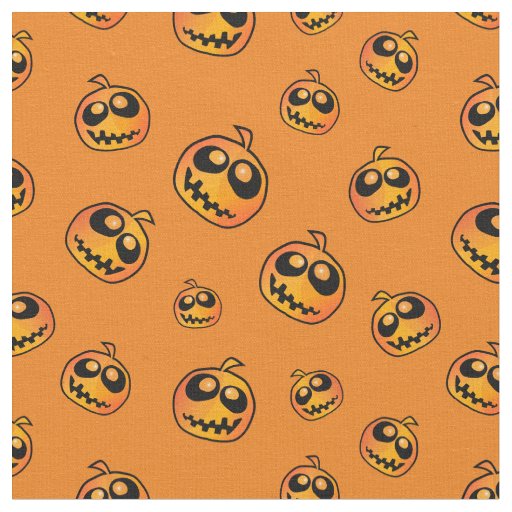 Halloween Fun Pumpkin Faces Pattern Fabric