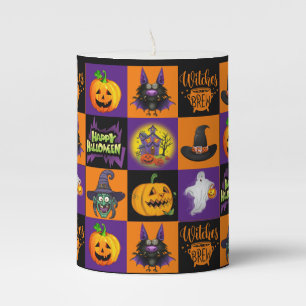 Halloween Fun Pumpkin Witch Ghost Bat Small 4" Pillar Candle