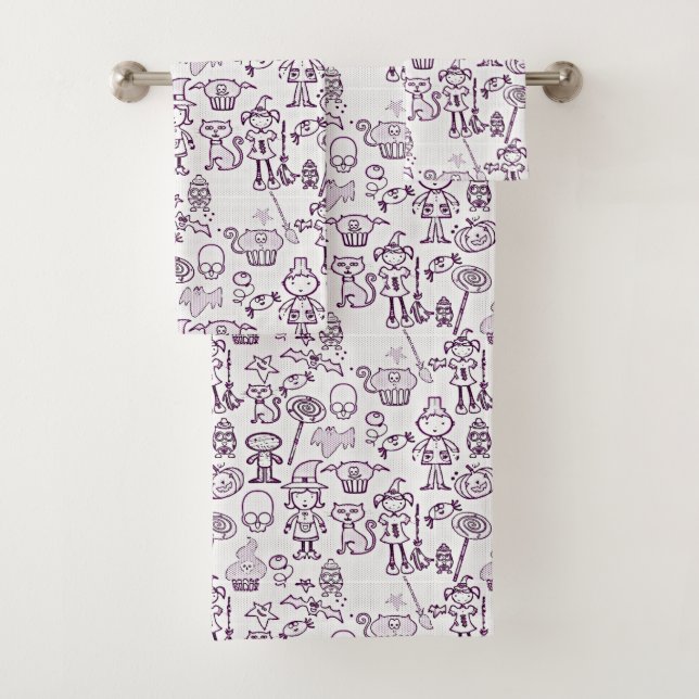 Halloween Fun Purple Bath Towel Set (Insitu)