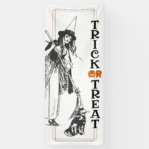 Halloween Fun  Witch and Cat Trick or Treat Door Banner