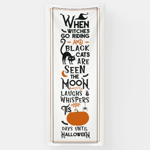 Halloween Fun  Witches Ride Black Cats Seen Door Banner