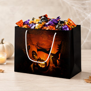 Halloween Fun with Pumpkins Ghost & Witches Large Gift Bag