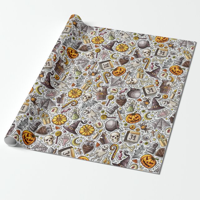 Halloween Fun Wrapping Paper (Unrolled)