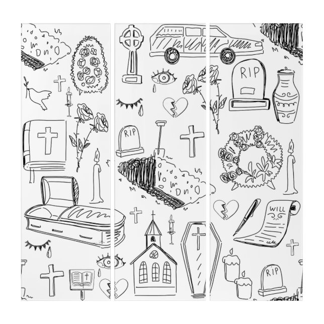  halloween funeral graveyard bible white triptych (Front)