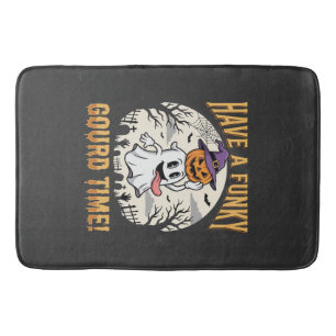 Halloween Funky Gourd Time Ghost Pumpkin Bath Mat