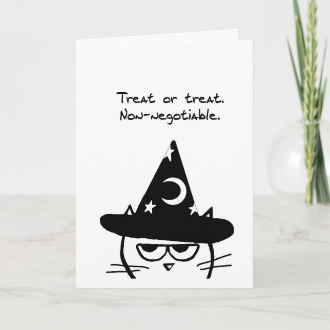 Halloween Funny - Angry Cat Only Wants Treats Card (Front)