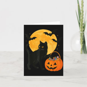 Halloween Funny Black Cat Pumpkin With Sweet Candy Card