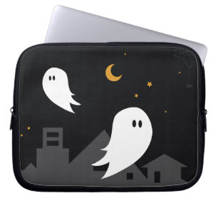 Halloween funny cartoon ghost town laptop sleeve