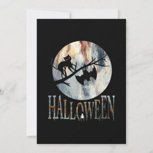 Halloween Funny Cat Halloween Birthday Invitation