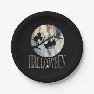 Halloween Funny Cat Halloween Birthday Paper Plates