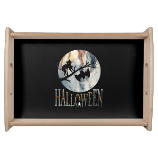 Halloween Funny Cat Halloween Birthday Serving Tray