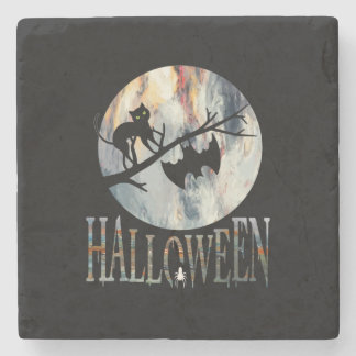 Halloween Funny Cat Halloween Birthday Stone Coaster