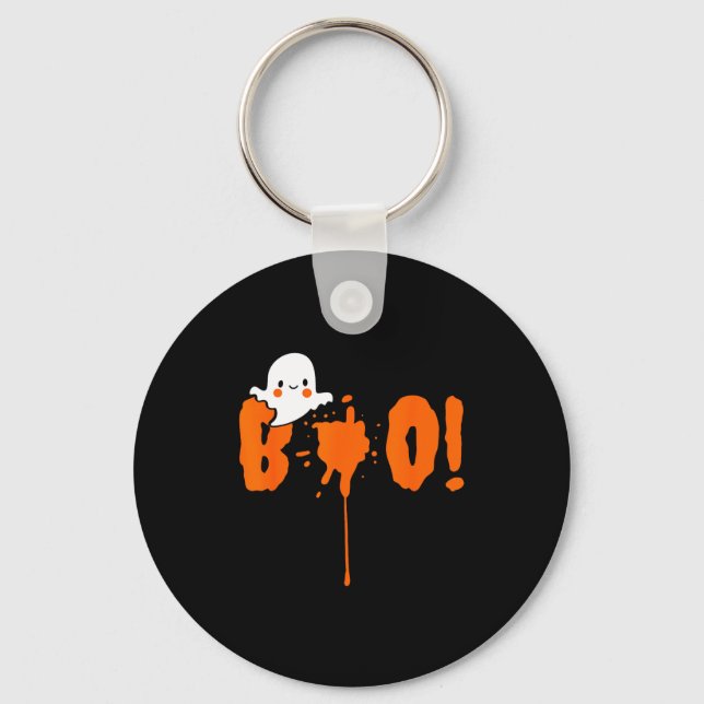 Halloween Funny Cute Ghost Boo! Design Gift  Keychain (Front)