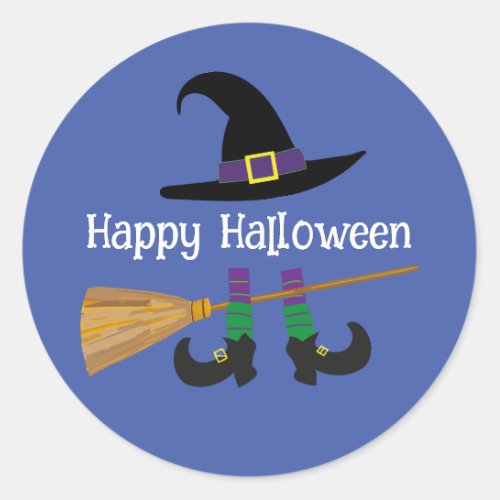 Halloween Funny Cute Witch Classic Round Sticker
