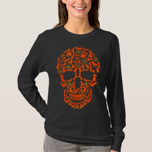 Halloween Funny Dachshund Dog Skull T_Shirt