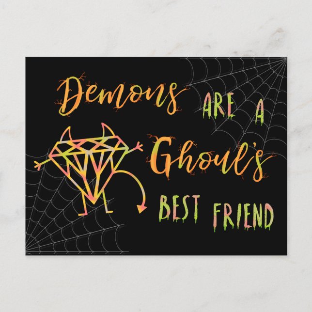 Halloween Funny Demons are a Ghouls Best Friend Holiday Postcard (Front)