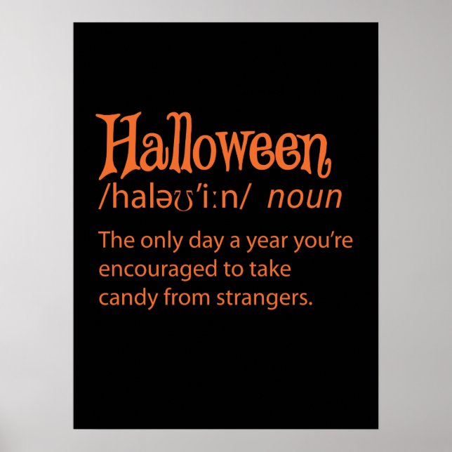 Halloween Funny Dictionary Definition Poster (Front)