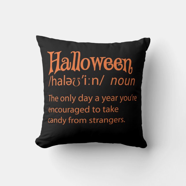 Halloween Funny Dictionary Definition Throw Pillow (Front)
