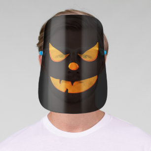 Halloween Funny Evil Pumpkin Face Smiling Black Face Shield