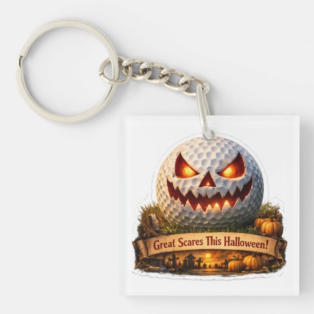 halloween funny golf ball keychain (Front)