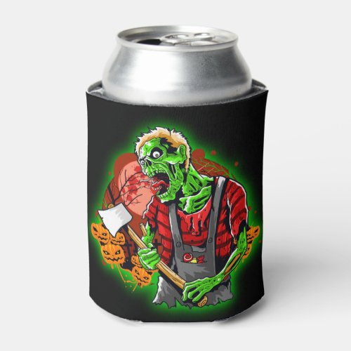 Halloween Funny Green Zombie Axe on  Can Cooler