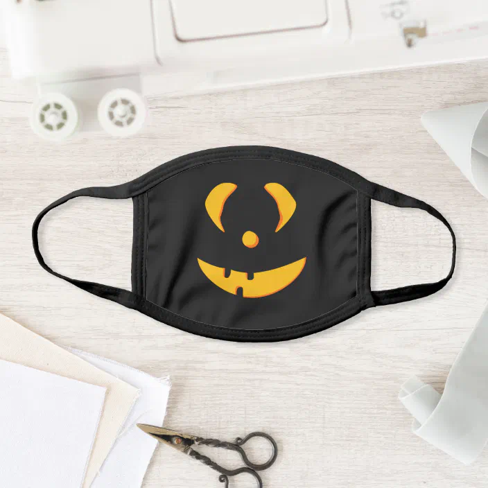 Halloween Funny Happy Pumpkin Smiling Face Black Face Mask Zazzle Com