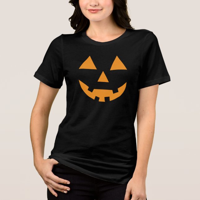 Halloween funny  jack o' lantern pumpkin Tri-Blend shirt (Front)