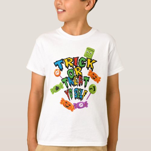 Halloween  Funny Kids Tick or Treat Graphic T_Shirt