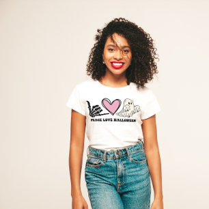 HALLOWEEN FUNNY PEACE LOVE HALLOWEEN SKELETON 👻 T-Shirt