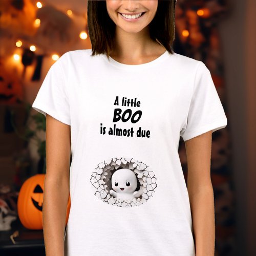 Halloween Funny Peeking Ghost Baby Announcement T_Shirt