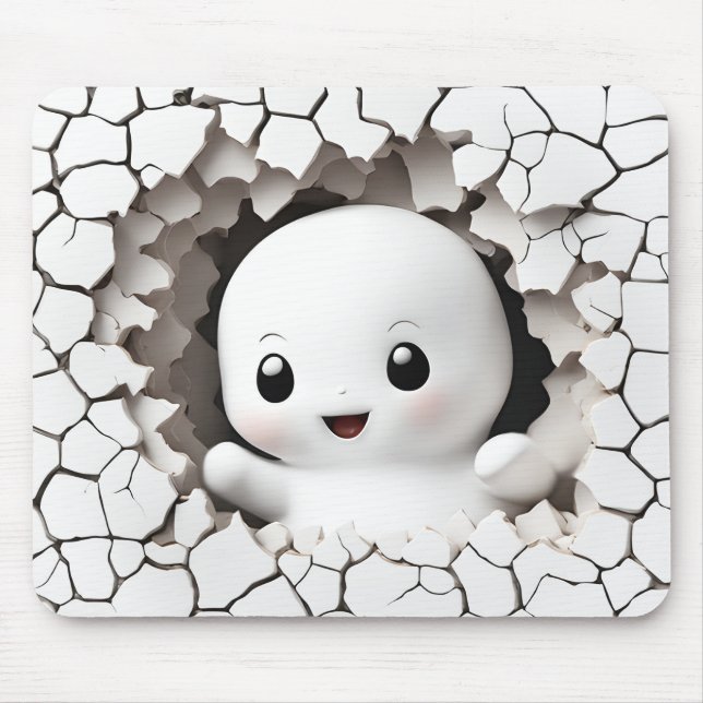 Halloween Funny Peeking Ghost Mousepad (Front)