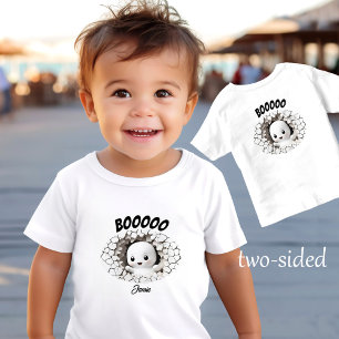 Halloween Funny Peeking Ghost Name two sided Toddler T-shirt