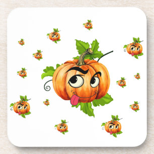 Halloween Funny Pumpkin Face Beverage Coaster