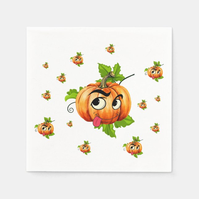 Halloween Funny Pumpkin Face Napkins (Front)