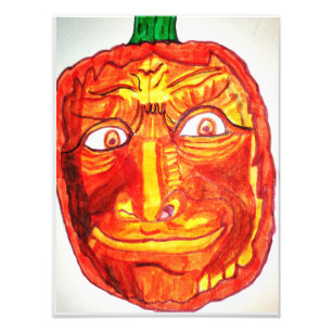 HALLOWEEN FUNNY PUMPKIN FACE PHOTO PRINT