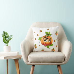 Halloween Funny Pumpkin Face Throw Pillow