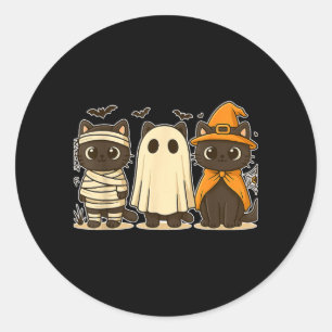Halloween Funny Pumpkin Halloween Black Cat Spooky Classic Round Sticker
