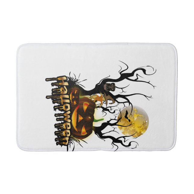 Halloween funny pumpkin with owl bath mat (Front)